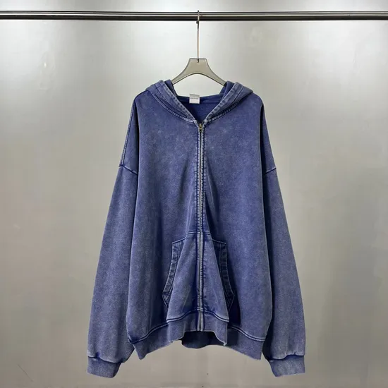 Solid Blank Washed Cotton Full Zip Hoodie Custom Logo Dtf Bulk Distributor Supply