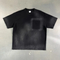 Gradient Washed Pocket Pure Cotton Tee Support Custom Logo Embroidery DTG Bulk Wholesale Order