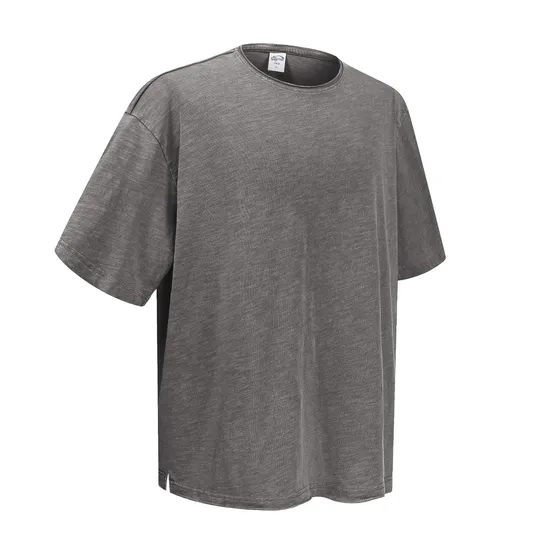in-Stock Snow Washed Cotton Tee for Commercial Custom Logo Embroidery DTG Business Use