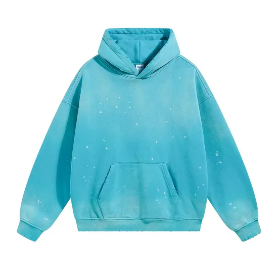Spray & Splatter Washed Fleece Hoodie Custom Logo Embroidery Dtf Bulk Wholesale