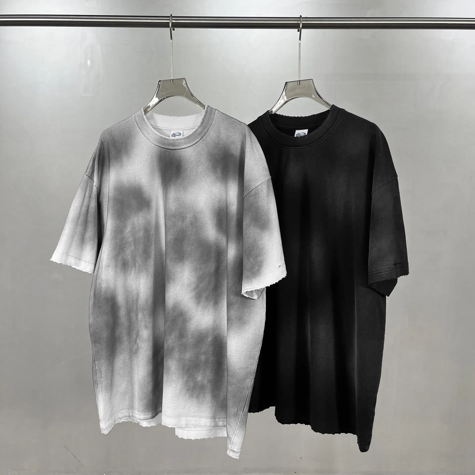 Cloud Tie-Dye Washed Cotton T-Shirt Allows Small Batch Custom Logo Embroidery and DTG Service