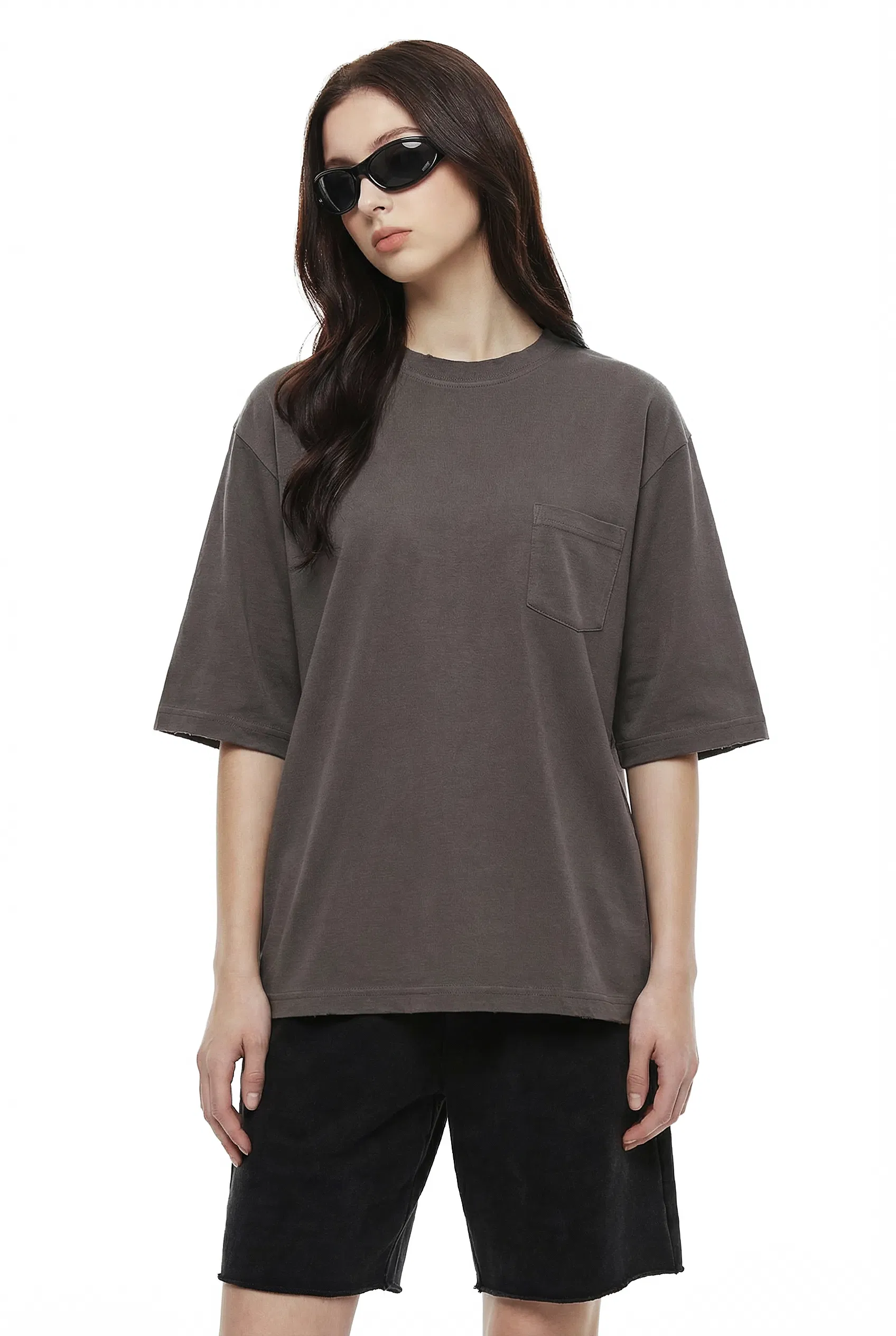 Breathable Pure Cotton Minimal Pocket T-Shirts Make Custom Brand Logo DTG Embroidery Wholesale Service