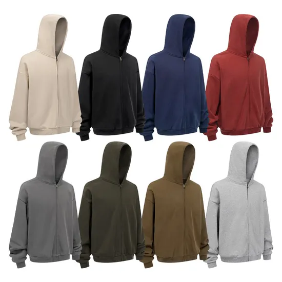 Unisex Heavyweight Oversized Zip up Hoodie Personal Custom Logo Factory Direct Bulk Sale