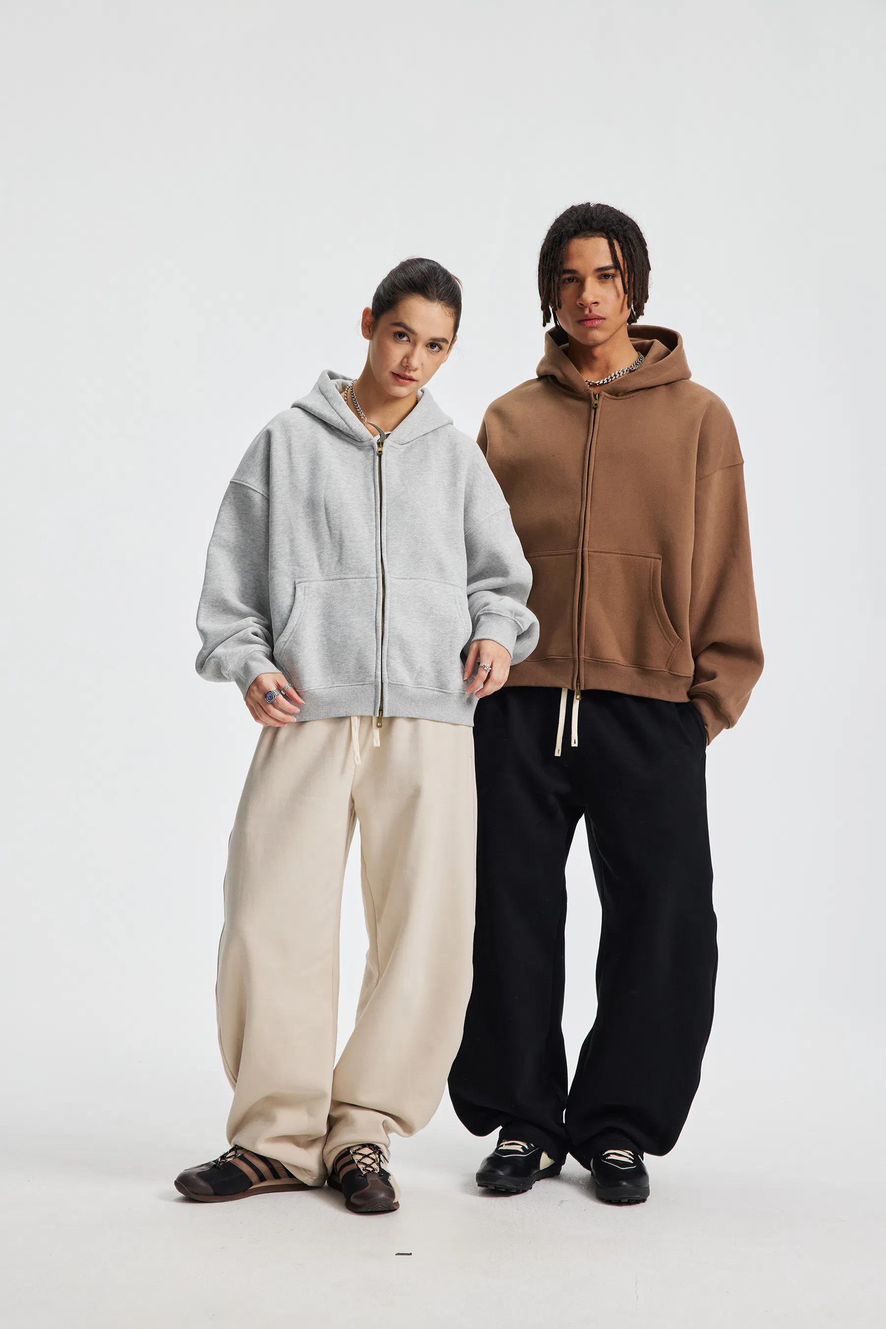 Oversized Pure Cotton Zip Hoodie Custom Logo Embroidery Dtf Print Bulk Wholesale Supply