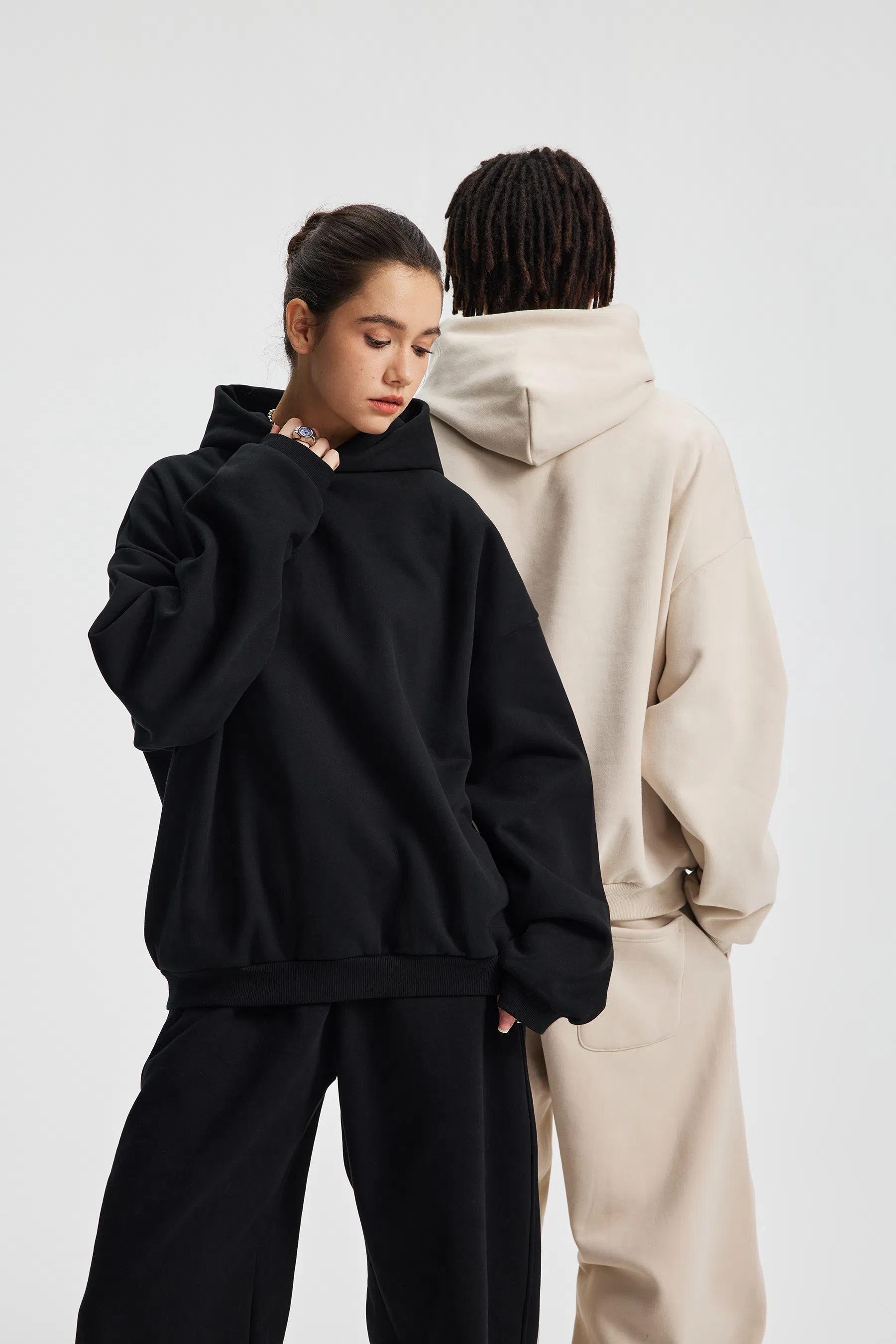 Classic Loose Drop Shoulder Cotton Hoodie Custom Logo Wholesale for Clothing Brands