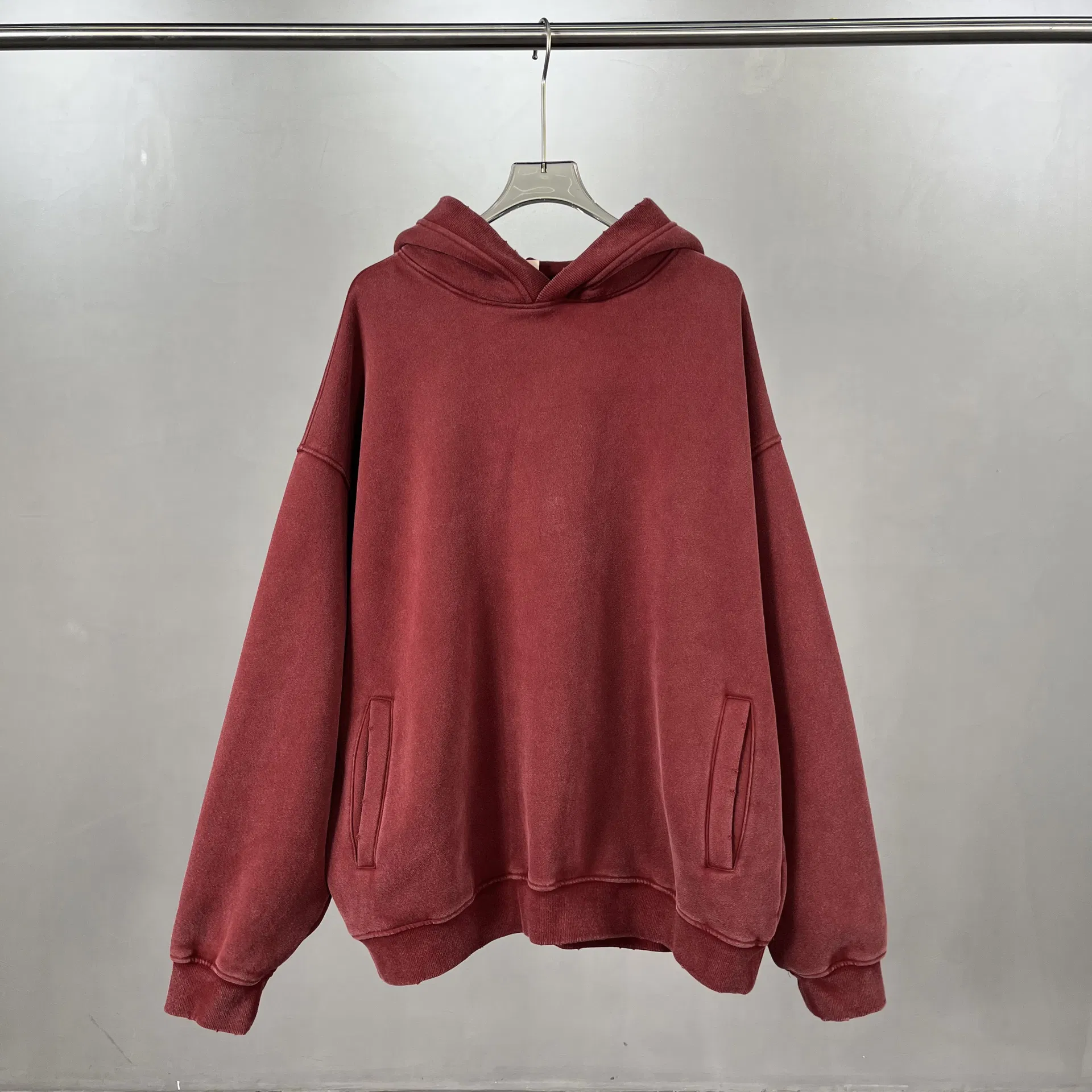 Three Colors Heavyweight Cotton Hooded Top Custom Embroidery Logo Bulk Apparel Order