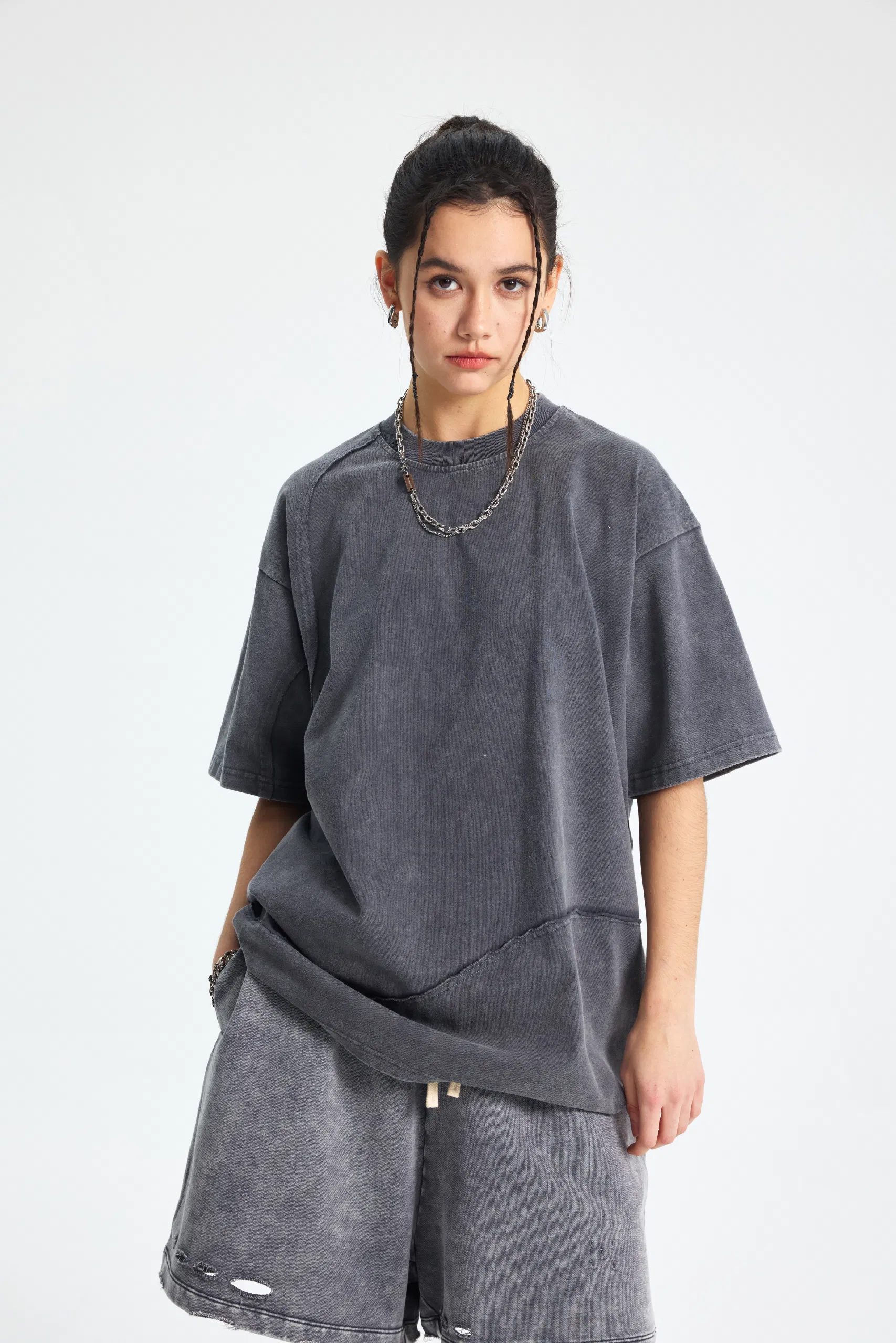 Oversized Cotton Blank T-Shirt Supports Custom Logo Embroidery DTG Printing Batch Custom