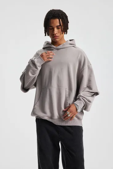Oversized Raw Edge Fake Sleeve Hoodie Washed Cotton Custom Design Bulk Order Available
