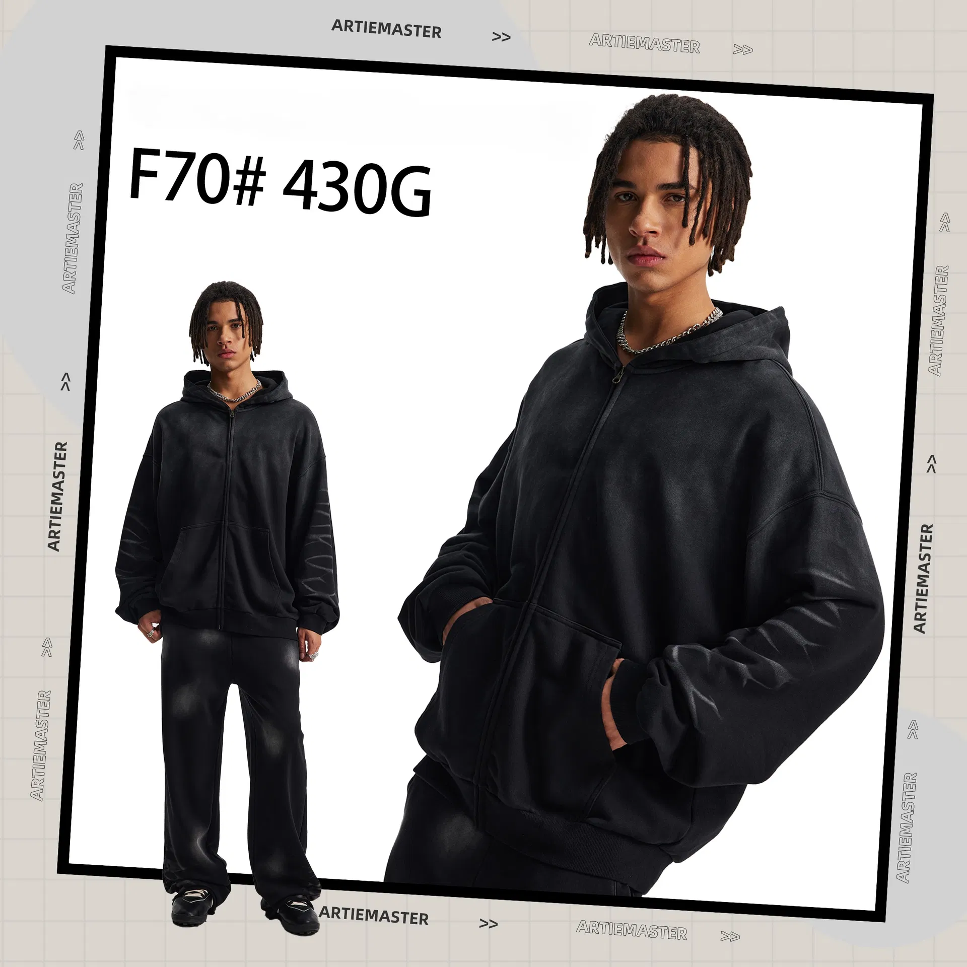 Faded Gradient Zip Hoodie DIY Custom Artwork Embroidery Bulk in Stock Now