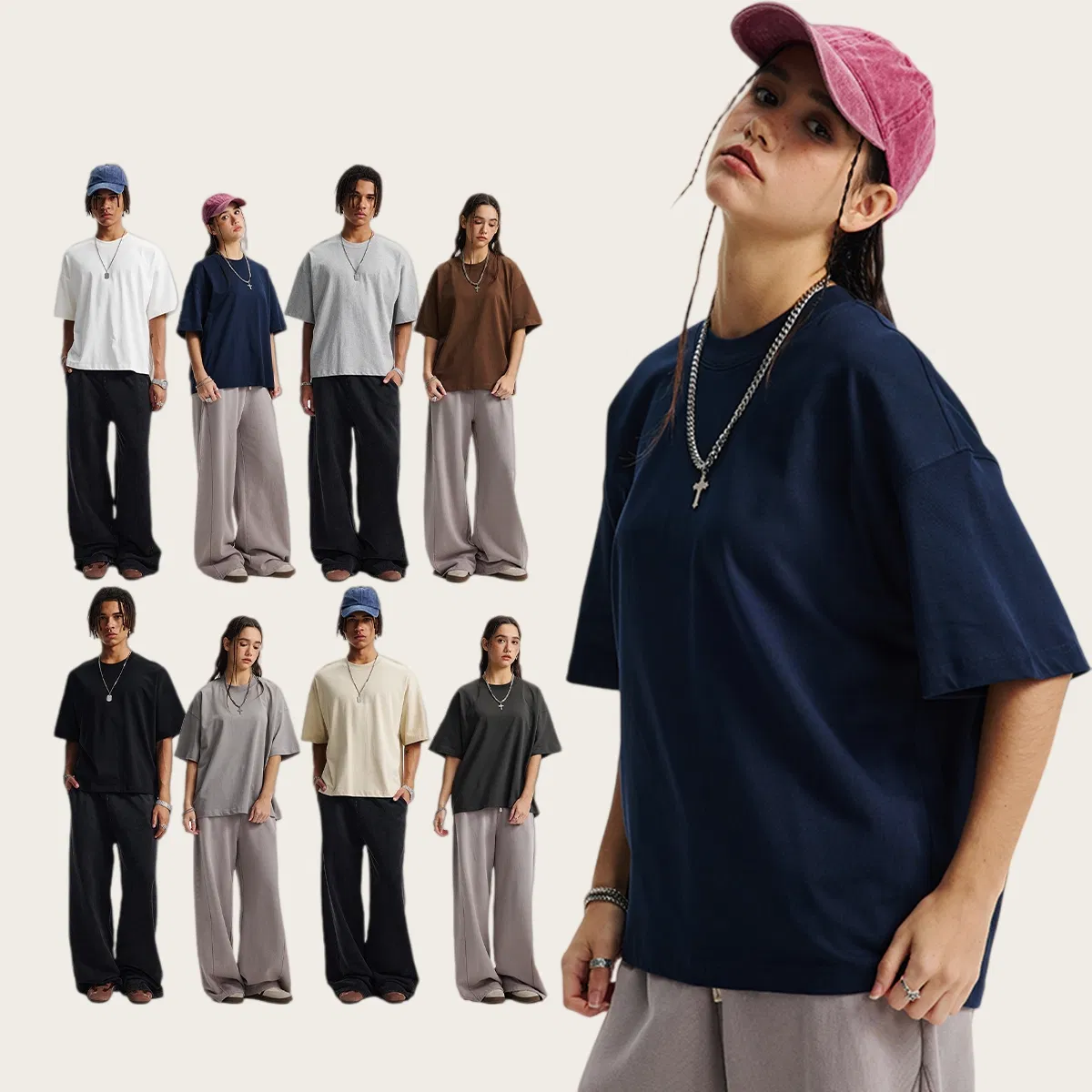 Premium Cotton Blank Oversized Tee Support Custom Logo Print Bulk Wholesale Order