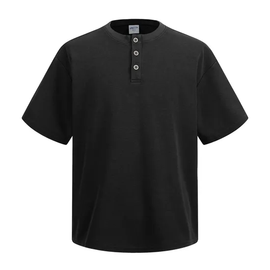 Short Sleeve 3 Buttons Cotton Henley Custom Logo Embroidery Bulk Supplier