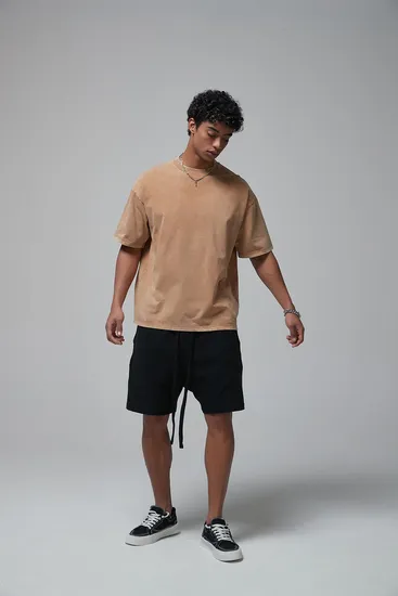 Loose Fit Vintage Washed Cotton T-Shirt Customizable for Uniform Bulk Purchase