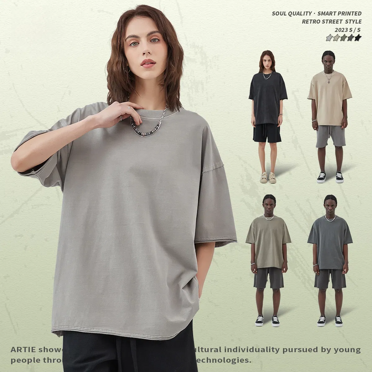 Daily Wear Oversized Cotton T-Shirt Supports Personal Art Design Embroidery DTG Processing