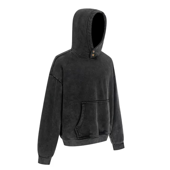 Button Collar Batik Washed Cotton Hoodie Custom Logo Embroidery DTG Bulk Wholesale Supply