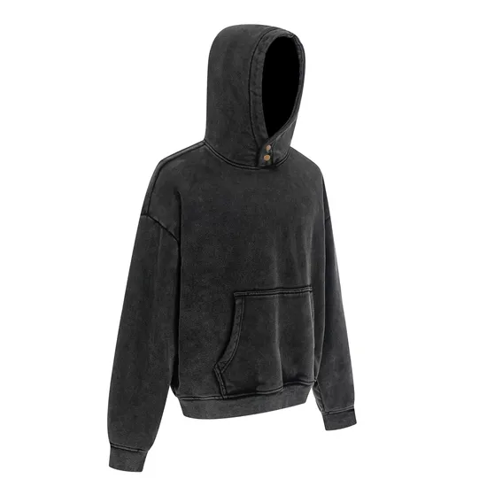 Button Collar Batik Washed Cotton Hoodie Custom Logo Embroidery DTG Bulk Wholesale Supply