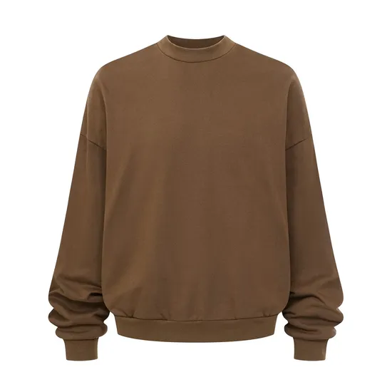 Heavyweight Cotton Extra Long Sleeve Crewneck Sweatshirt Custom Logo Dtf Embroidery Bulk Wholesale