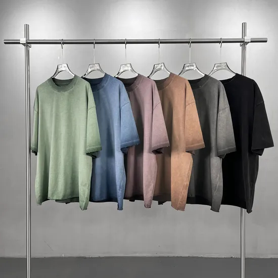 Distressed Edge Cotton Tees Accept Custom Logo DTG Embroidery Bulk Purchase Wholesale