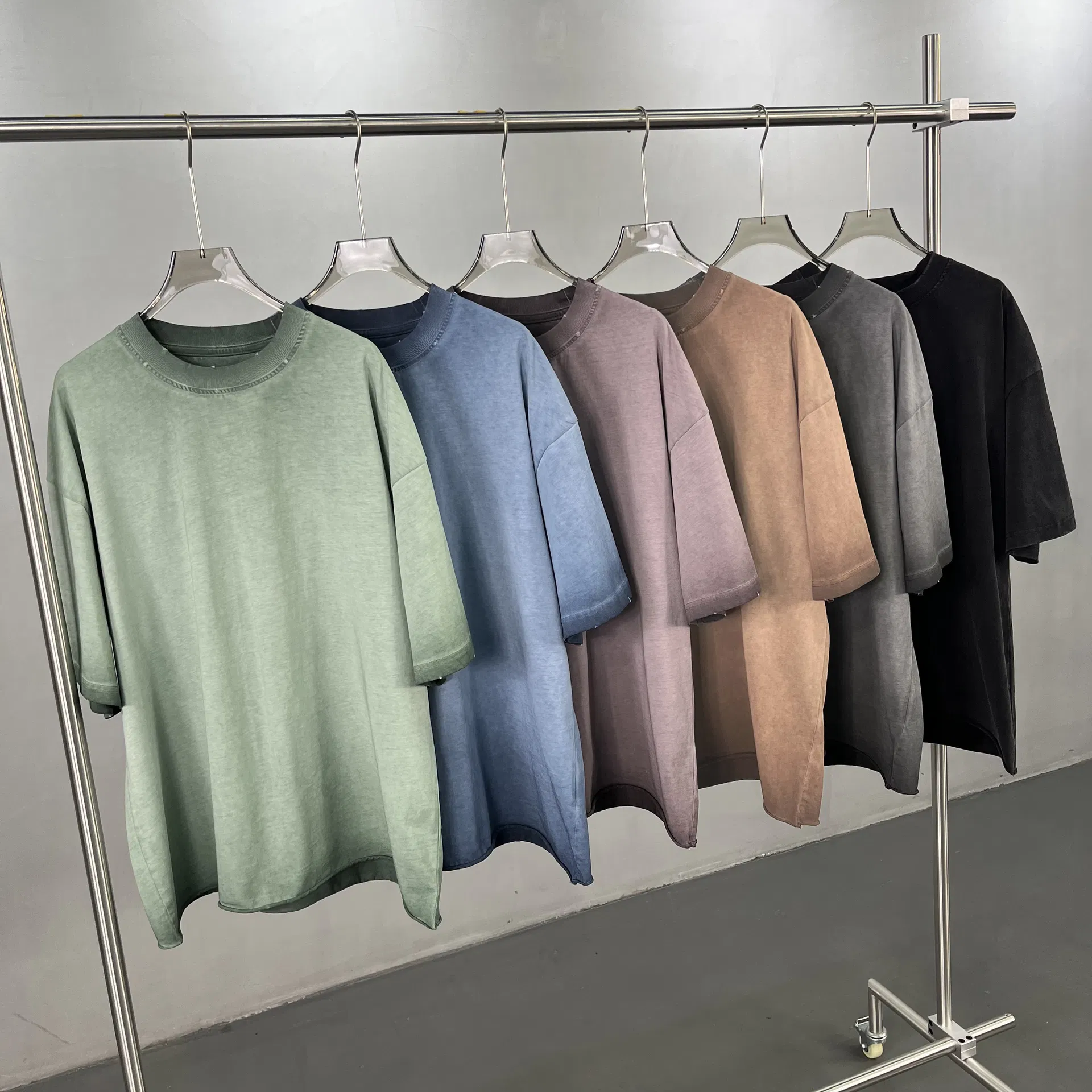 Vintage Washed Pure Cotton Tees Custom Logo Embroidery DTG Print Bulk Wholesale Supply