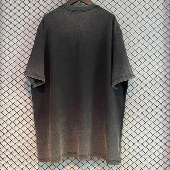 Solid Blank Gradient Washed Tee Offer Custom Logo DTG Embroidery Full Bulk Custom Service