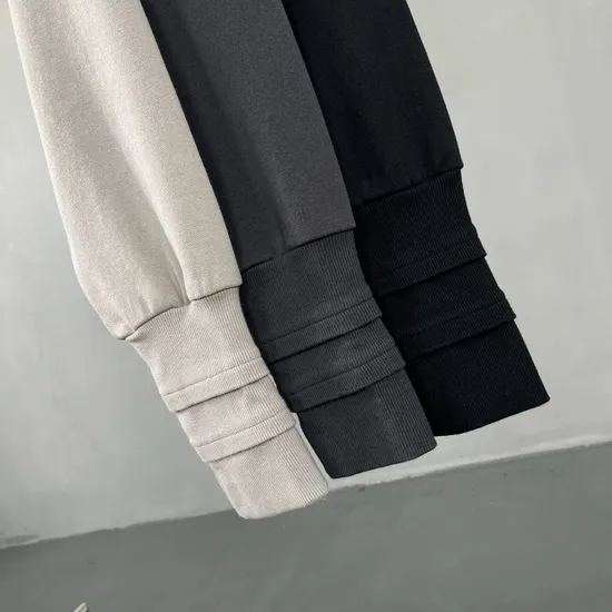 Layered Rib Cuff Hoodie Custom Brand Logo OEM Bulk Order Ready Stock