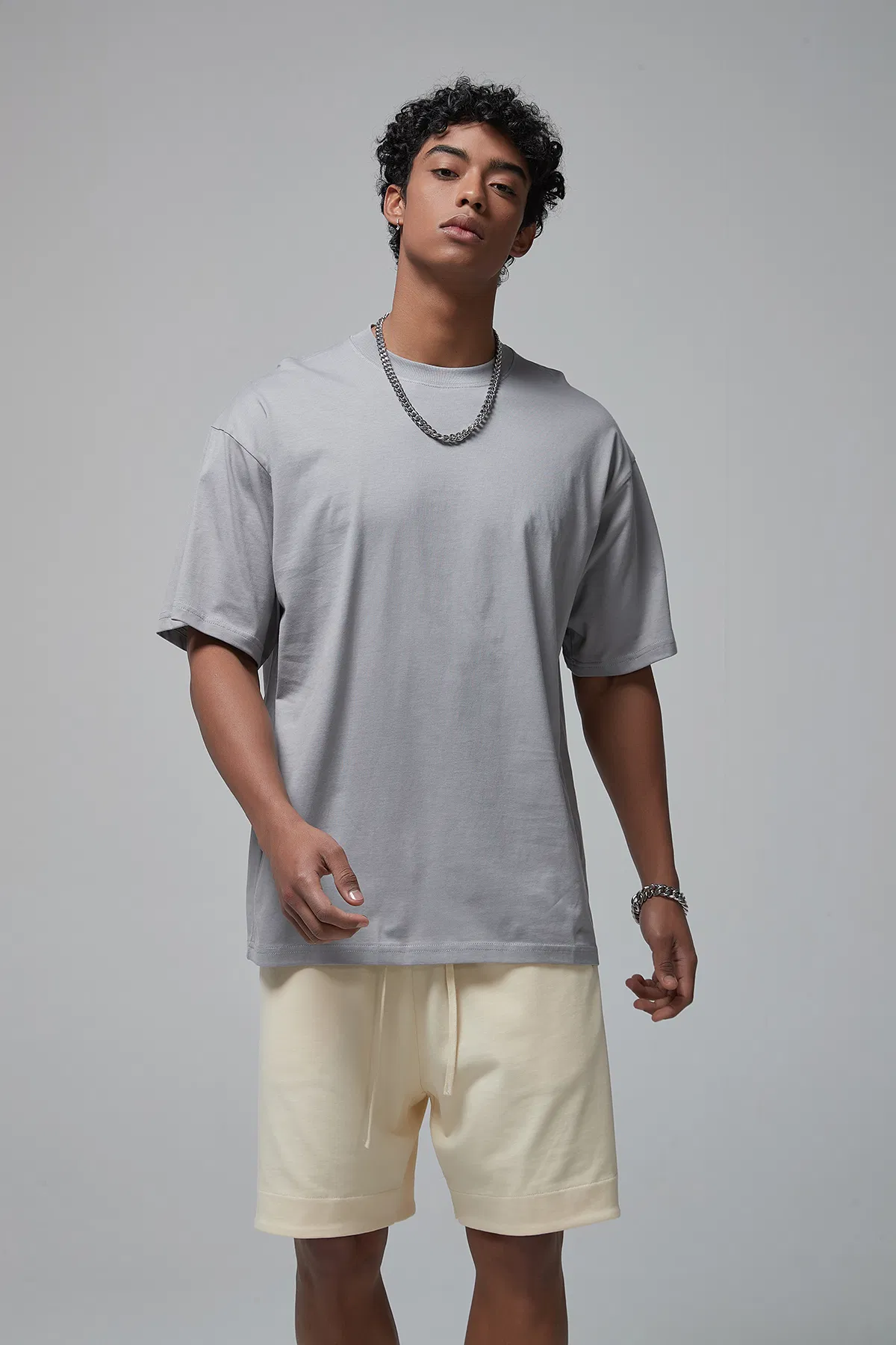 Oversize Minimal Loose Pure Cotton Tee Support Custom Logo Embroidery DTG Bulk Wholesale Order