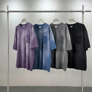 Loose Fit Cloud Washed Cotton Pocket T-Shirt Customizable for Corporate Team Uniform Bulk Purchase