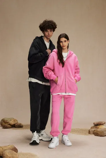 Soft Vintage Ombre Zip Hoodie DIY Custom Artwork Embroidery Bulk in Stock