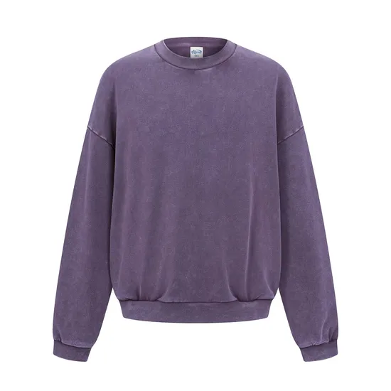 All Season Casual Washed Crew Neck Top Custom Logo Print Embroidery Bulk Brand