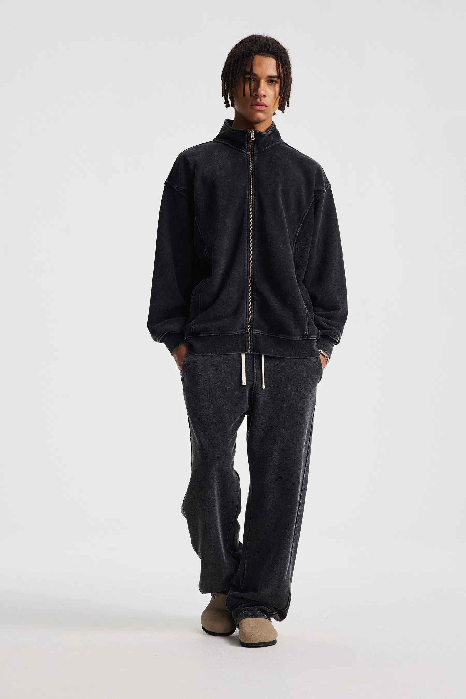 Heavy French Terry Full Zip Stand Top Accept Brand Logo for Large Volume Bulk Orders