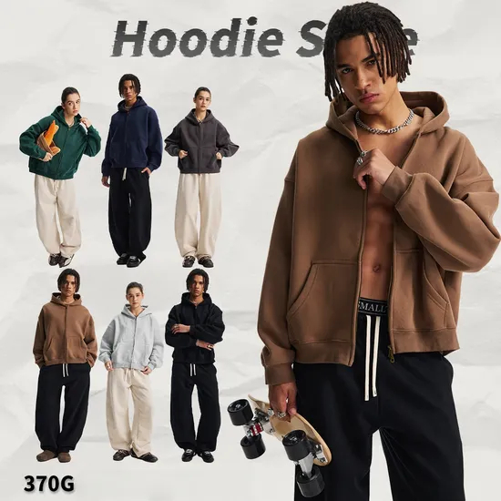 Fleece Lined Double Full Zip Hoodie Boxy Cut Cotton Embroidery DTG Bulk Order Available