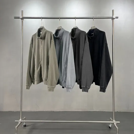 Unisex Oversized Blank Seam Detail Zip Jacket Personal Custom Logo Factory Direct Bulk Sale