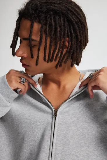 Oversized Drop Shoulder Full Zip Cotton Hoodie Custom Logo Embroidery Dtf Bulk Wholesale