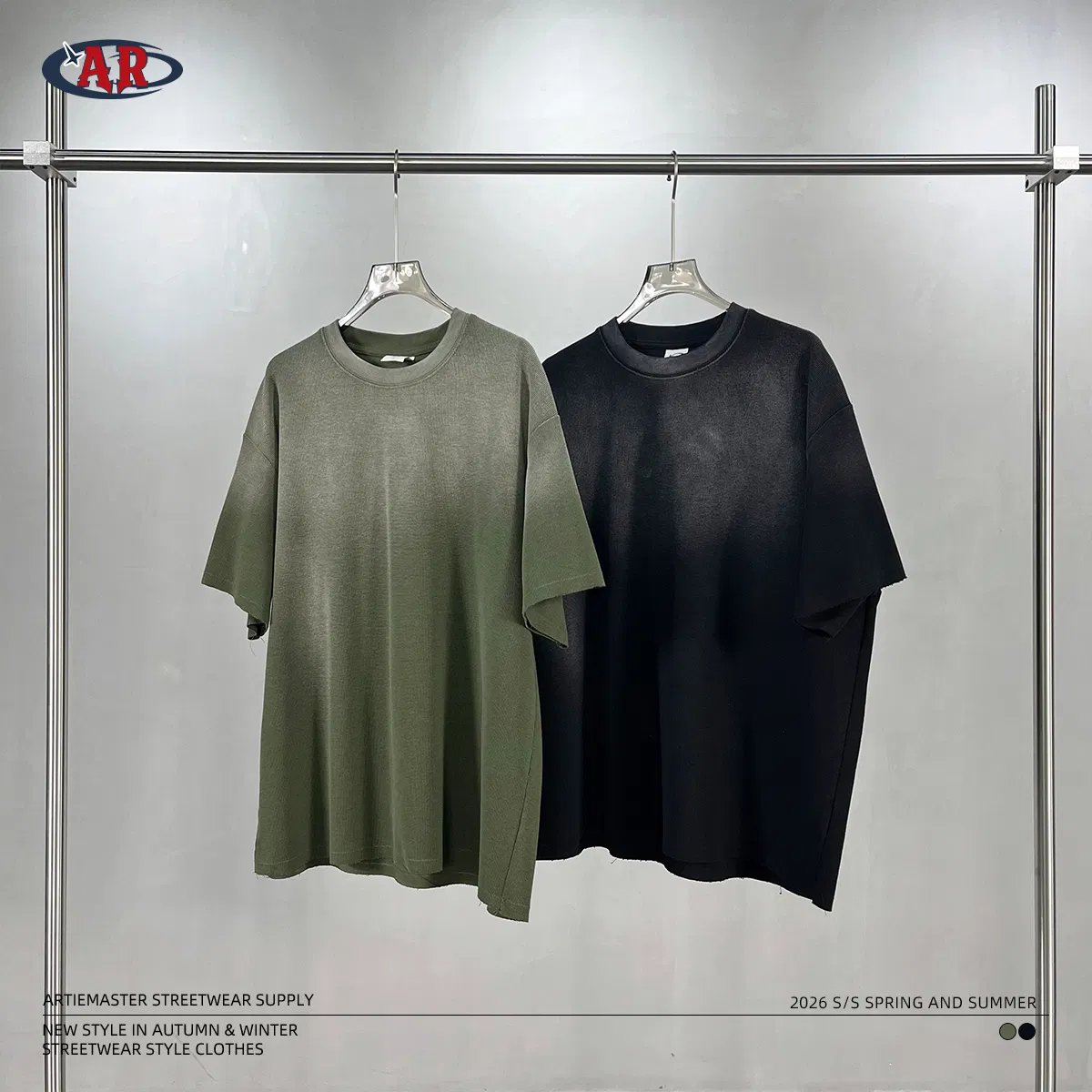High-Quality Ombre Washed Cotton Blank T-Shirt Bulk Wholesale for Custom Embroidery and Printing Business