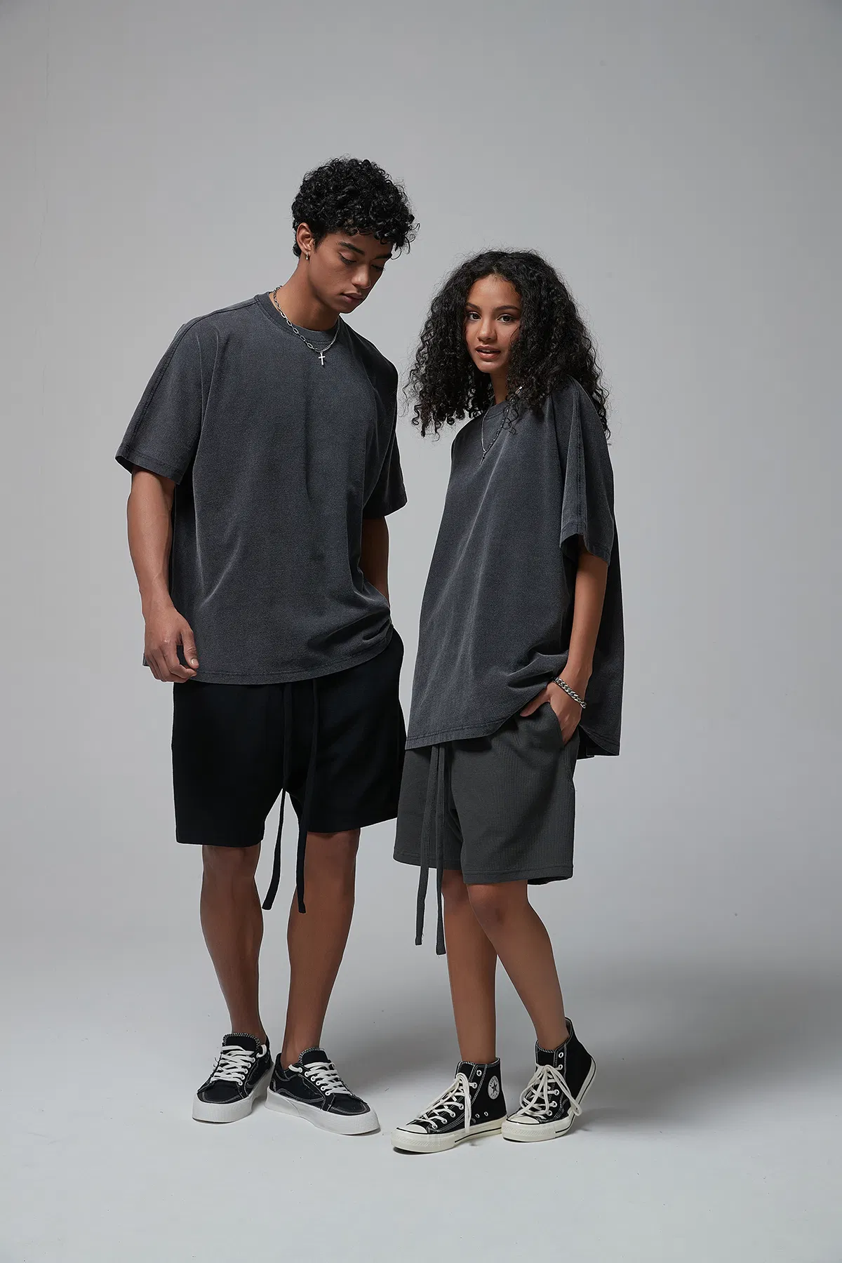 Multi-Size Loose Washed Pure Cotton Tee Customized Design DTG Embroidery for Reseller Bulk Purchase Needs