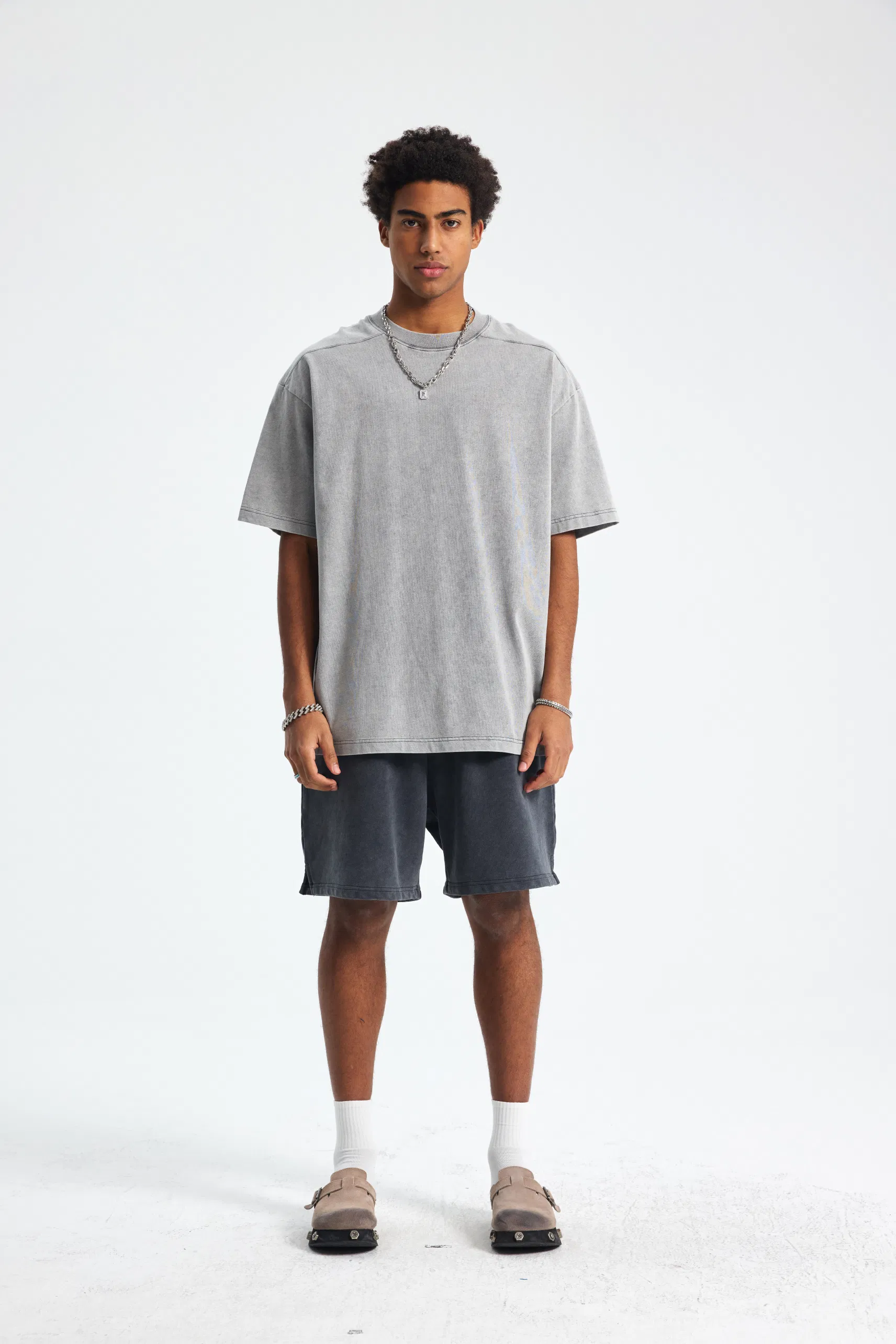 Oversized Urban Pigment Washed Pure Cotton Tee Customized Design DTG Embroidery for Reseller Bulk Purchase Needs