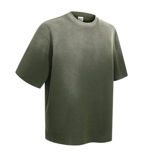 Retro Gradient Cotton T-Shirt Allows Batch Custom Logo Embroidery and DTG Service