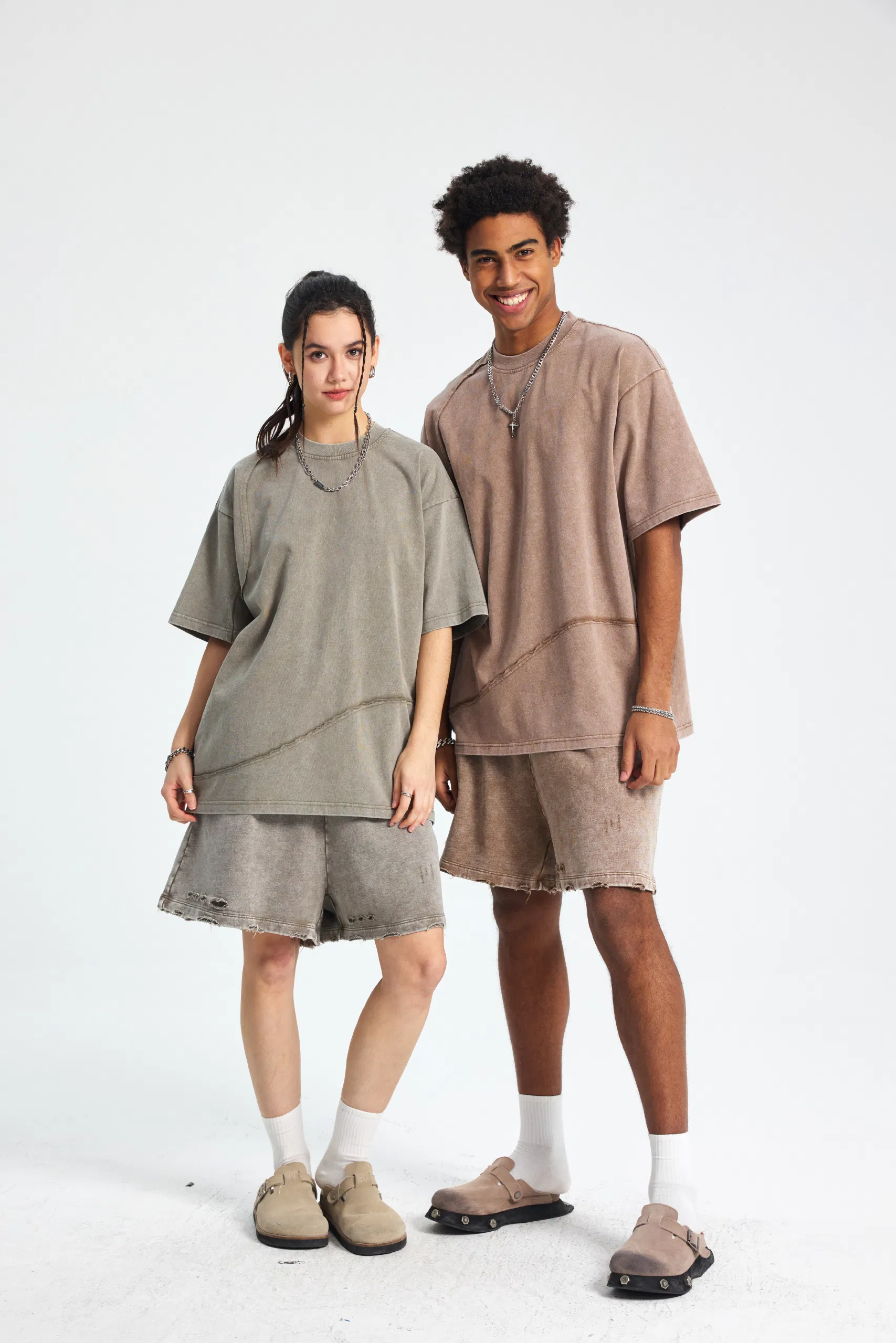 Blank Distressed Cut Detail Crew T-Shirt Custom Graphic DTG Embroidery Apparel Bulk OEM Supplier Service