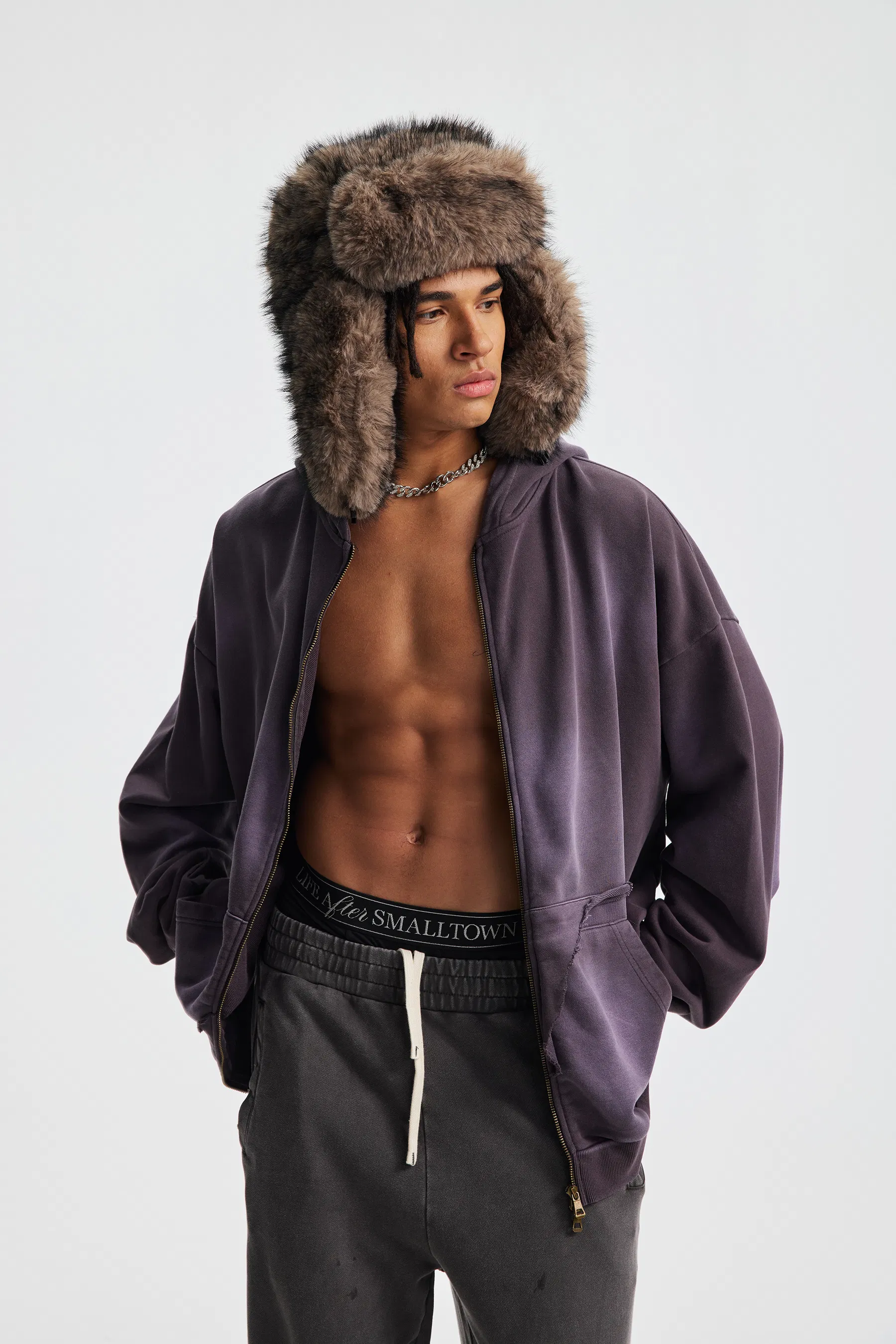 100% Cotton Monkey Wash Zip Hoodie Raw Edge Distressed Kangaroo Pocket Custom Logo Wholesale