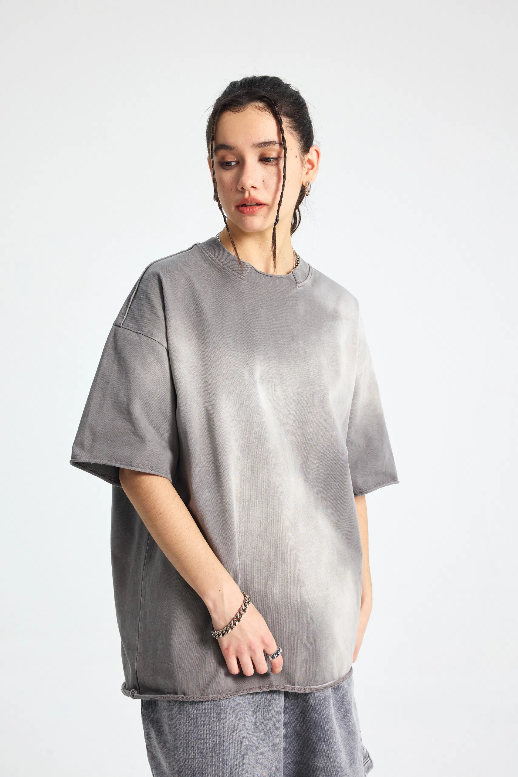Pure Cotton Spray Dyed Vintage T-Shirts Make Custom Brand Logo DTG Embroidery Wholesale Service