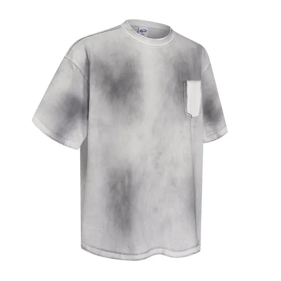 Neutral Tone Ombre Pocket Cotton Tee Allows Small Batch Custom Embroidery and DTG Service