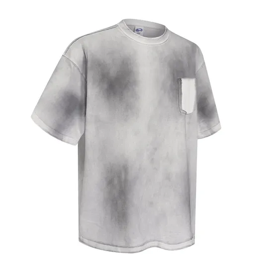 Neutral Tone Ombre Pocket Cotton Tee Allows Small Batch Custom Embroidery and DTG Service