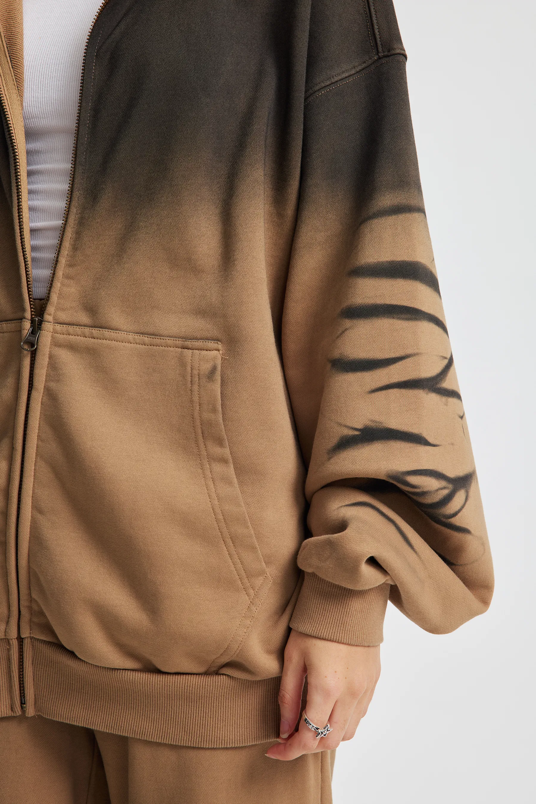 Faded Gradient Zip Hoodie DIY Custom Artwork Embroidery Bulk in Stock Now