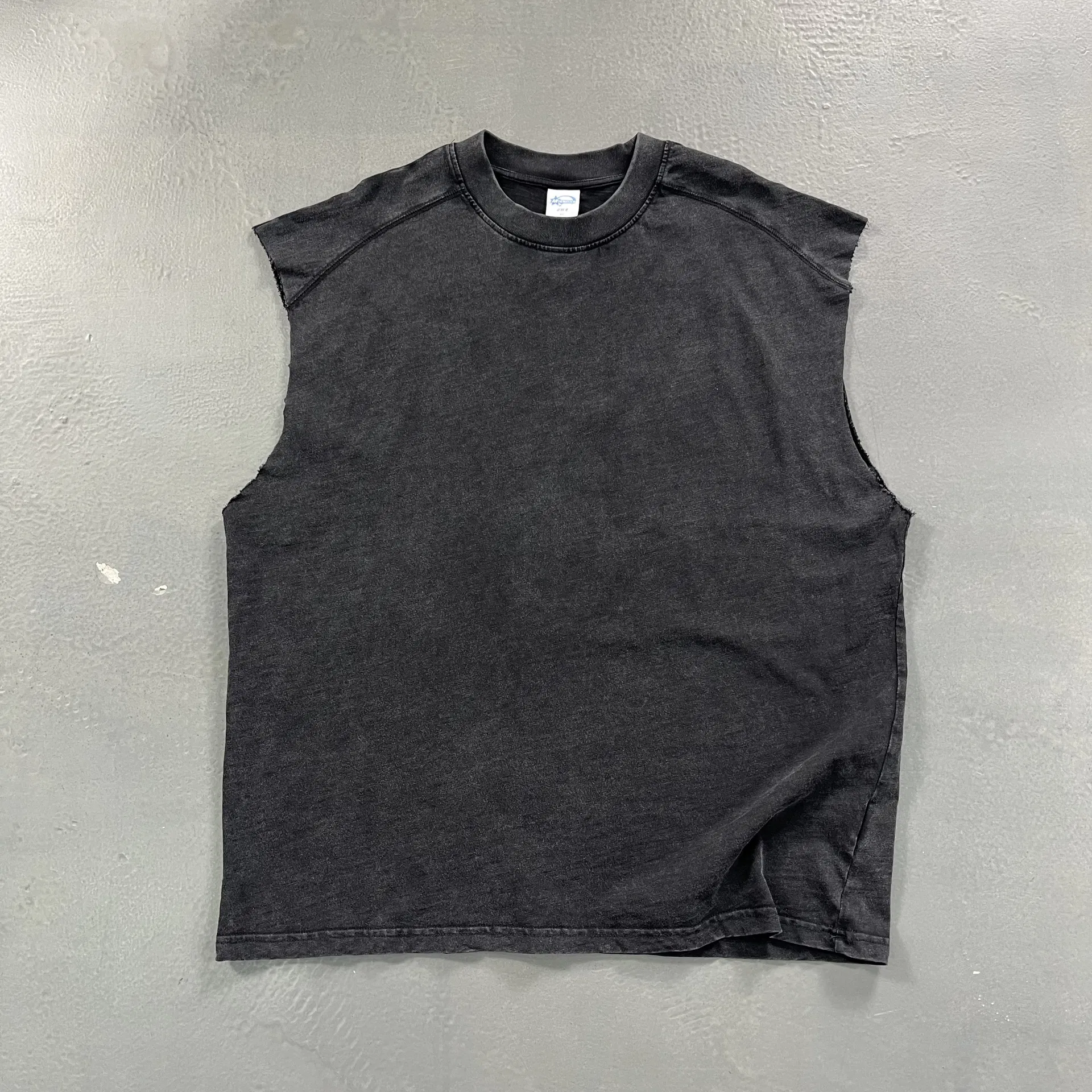 Unisex Vintage Wash Sleeveless Top Loose Oversized Casual Gym Workout Ves