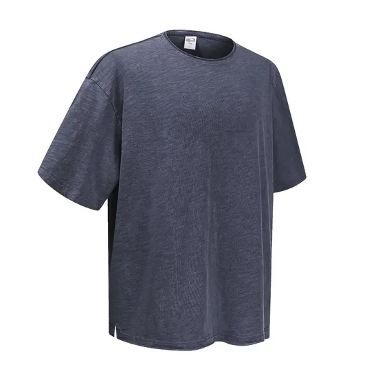 in-Stock Snow Washed Cotton Tee for Commercial Custom Logo Embroidery DTG Business Use