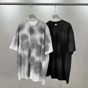 Cloud Tie-Dye Washed Cotton T-Shirt Allows Small Batch Custom Logo Embroidery and DTG Service