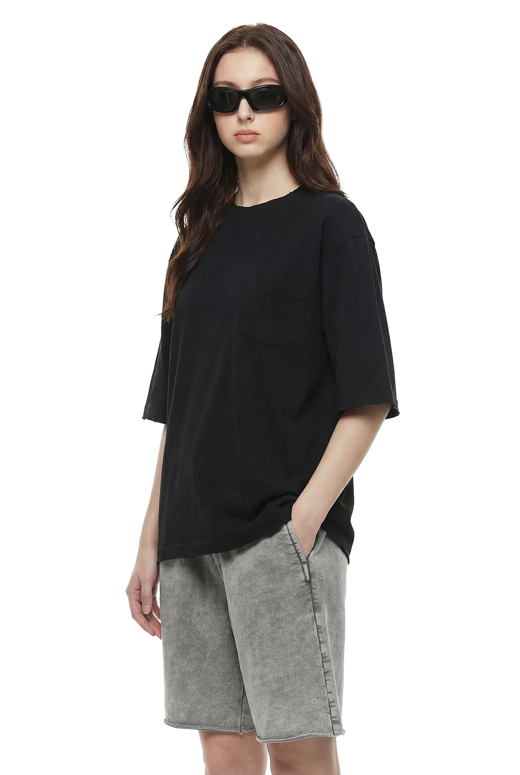 Breathable Pure Cotton Minimal Pocket T-Shirts Make Custom Brand Logo DTG Embroidery Wholesale Service