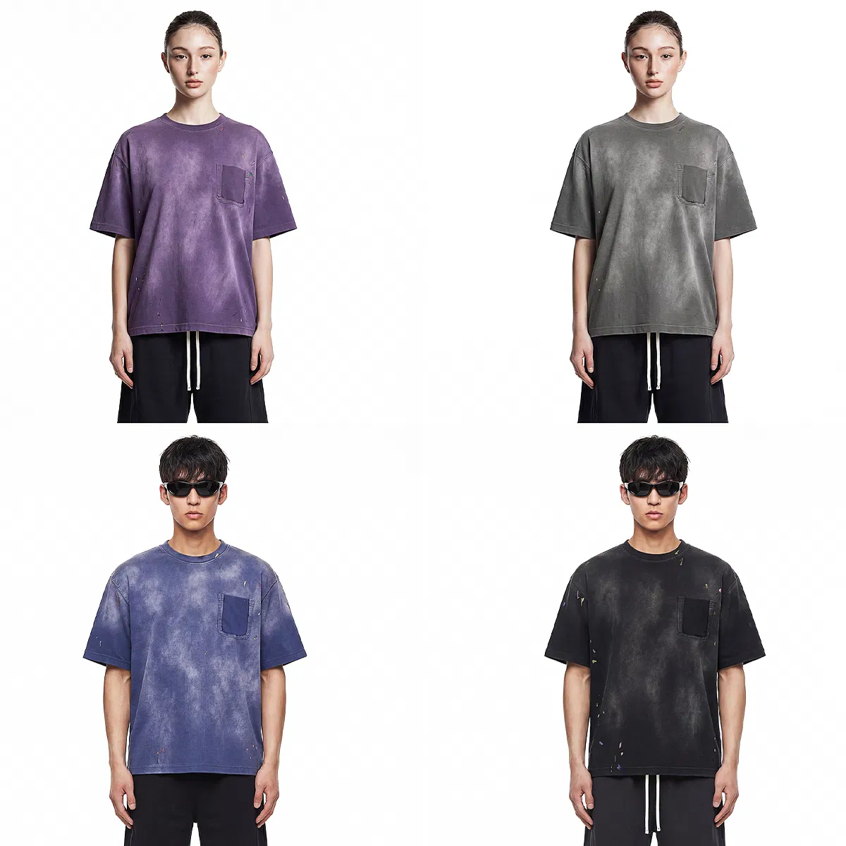 Loose Fit Cloud Washed Cotton Pocket T-Shirt Customizable for Corporate Team Uniform Bulk Purchase