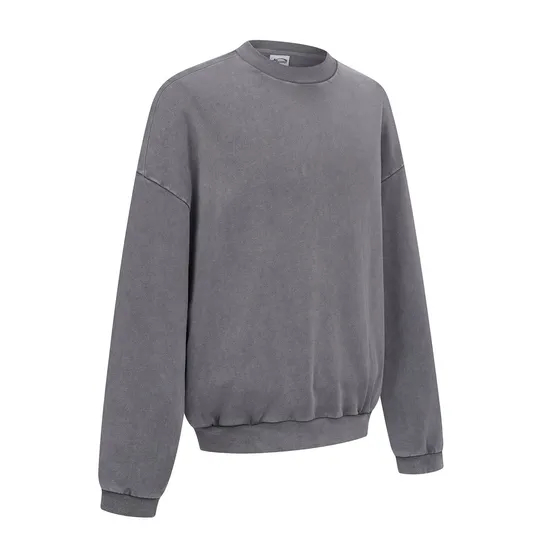 All Season Casual Washed Crew Neck Top Custom Logo Print Embroidery Bulk Brand