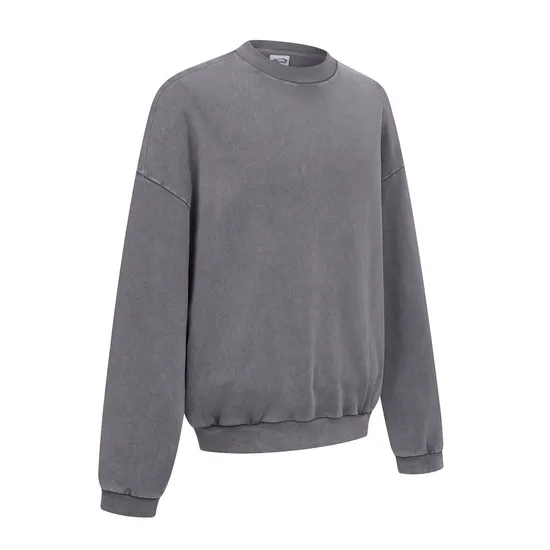 All Season Casual Washed Crew Neck Top Custom Logo Print Embroidery Bulk Brand