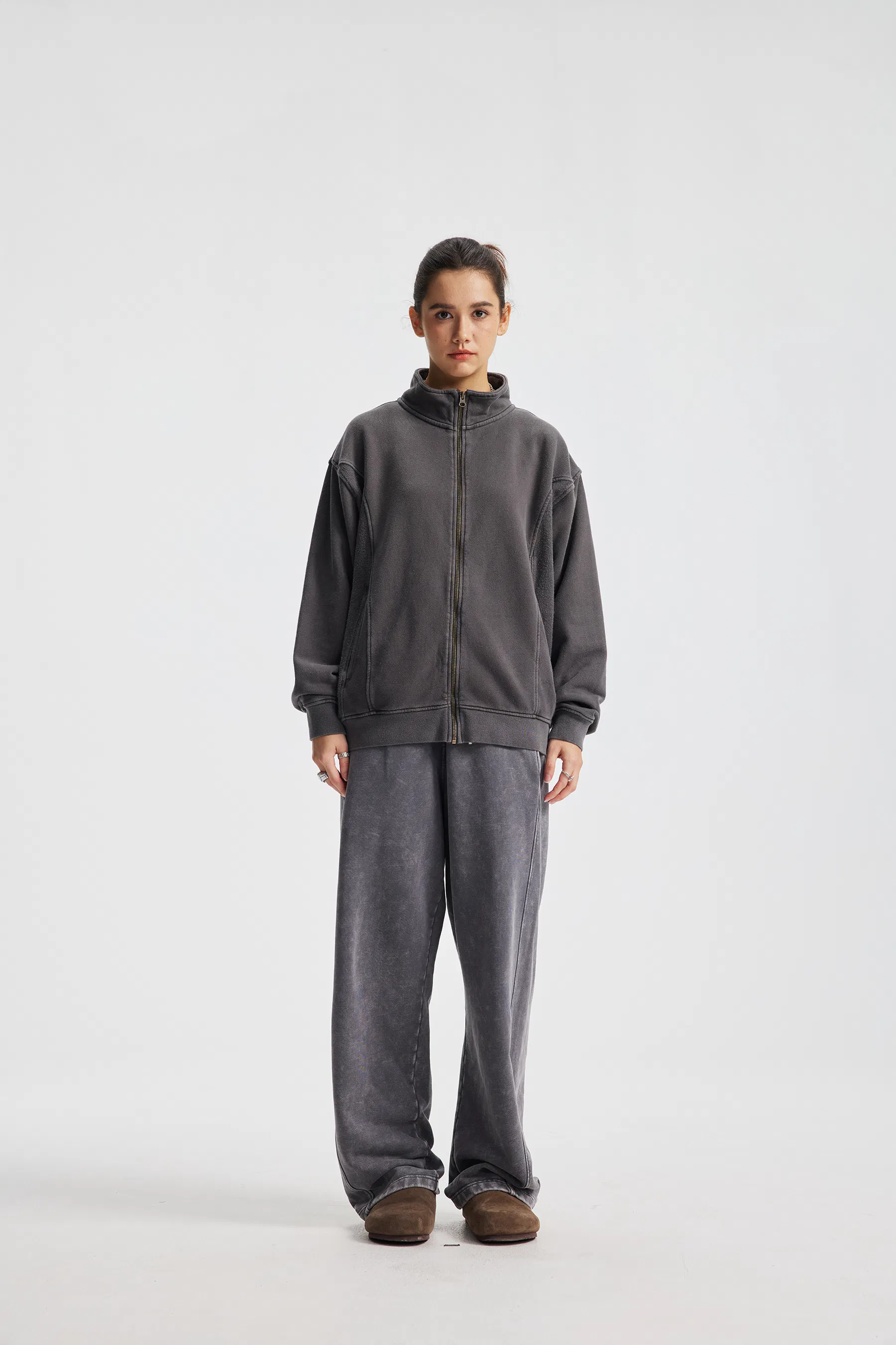 Unisex Oversized Blank Seam Detail Zip Jacket Personal Custom Logo Factory Direct Bulk Sale